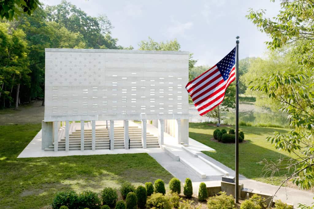 Memorial with flag