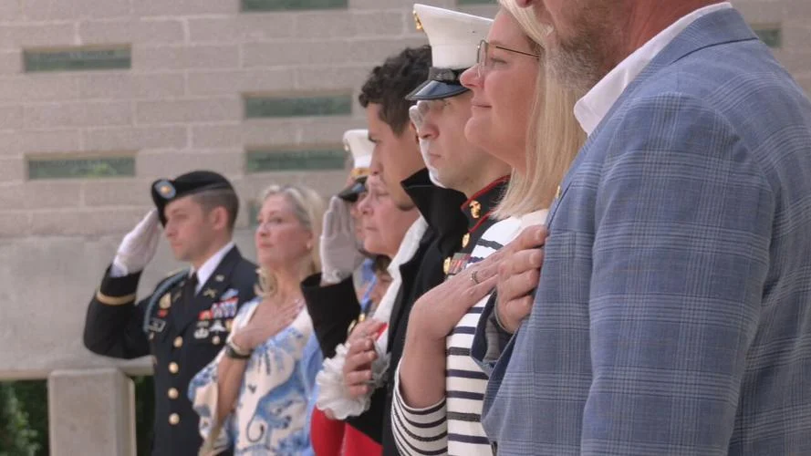 Families during the memorial ceremony